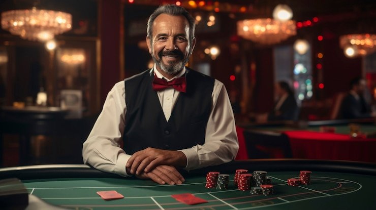 Suasana meja blackjack dengan dealer nyata di layanan live casino kdslot